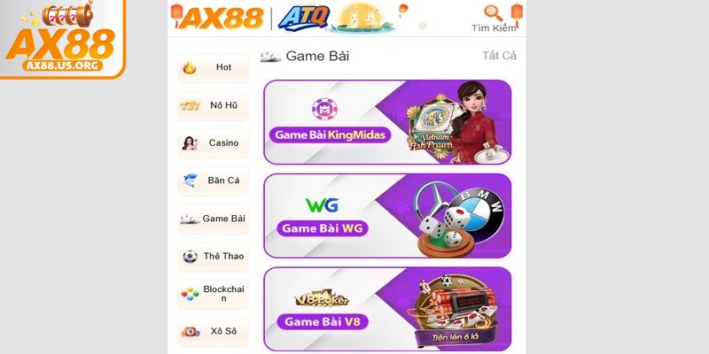Game bài AX88 là lựa chọn cho game thủ đam mê đánh bài online