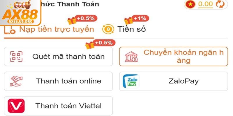 Theo giới thiệu AX88, mọi giao dịch nạp và rút tiền đều được xử lý tự động 