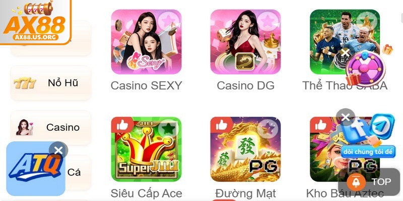 Khi tải app AX88, người chơi sẽ được trải nghiệm kho game phong phú 